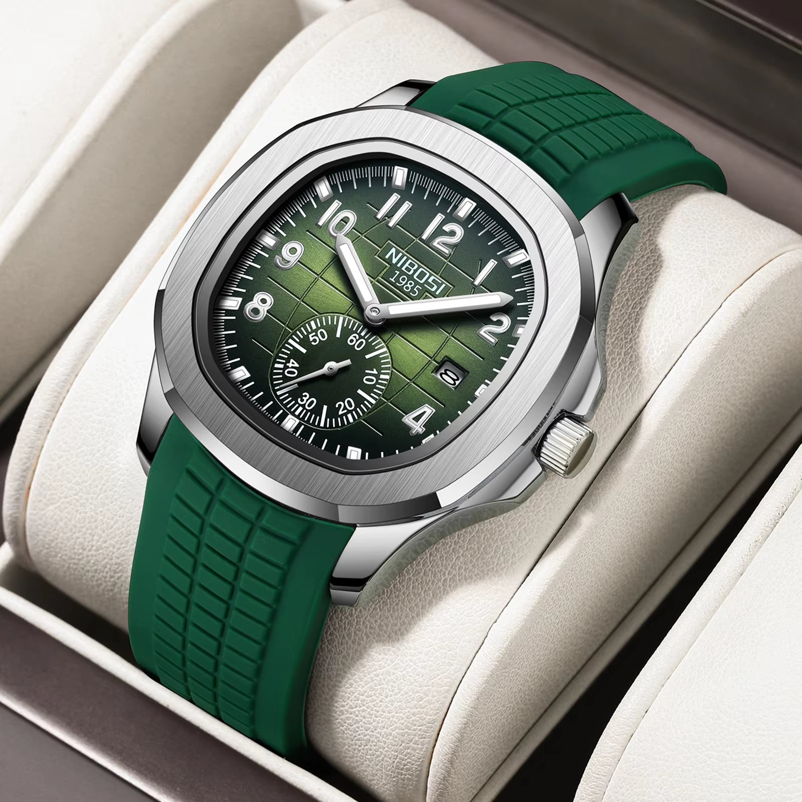 Montre À Quartz Pour Homme, Style Sport, Bracelet En Silicone étanche, Aiguilles Lumineuses