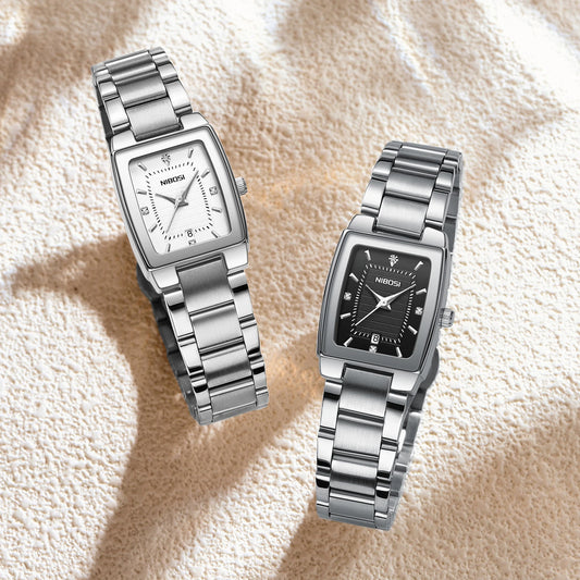 Montre Femme NIBOSI 2671 – Élégance Carrée Quartz avec Calendrier & Étanchéité