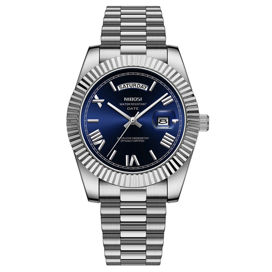 Montre Homme Majestic – Quartz, Calendrier Jour & Date, Bracelet Acier Inoxydable