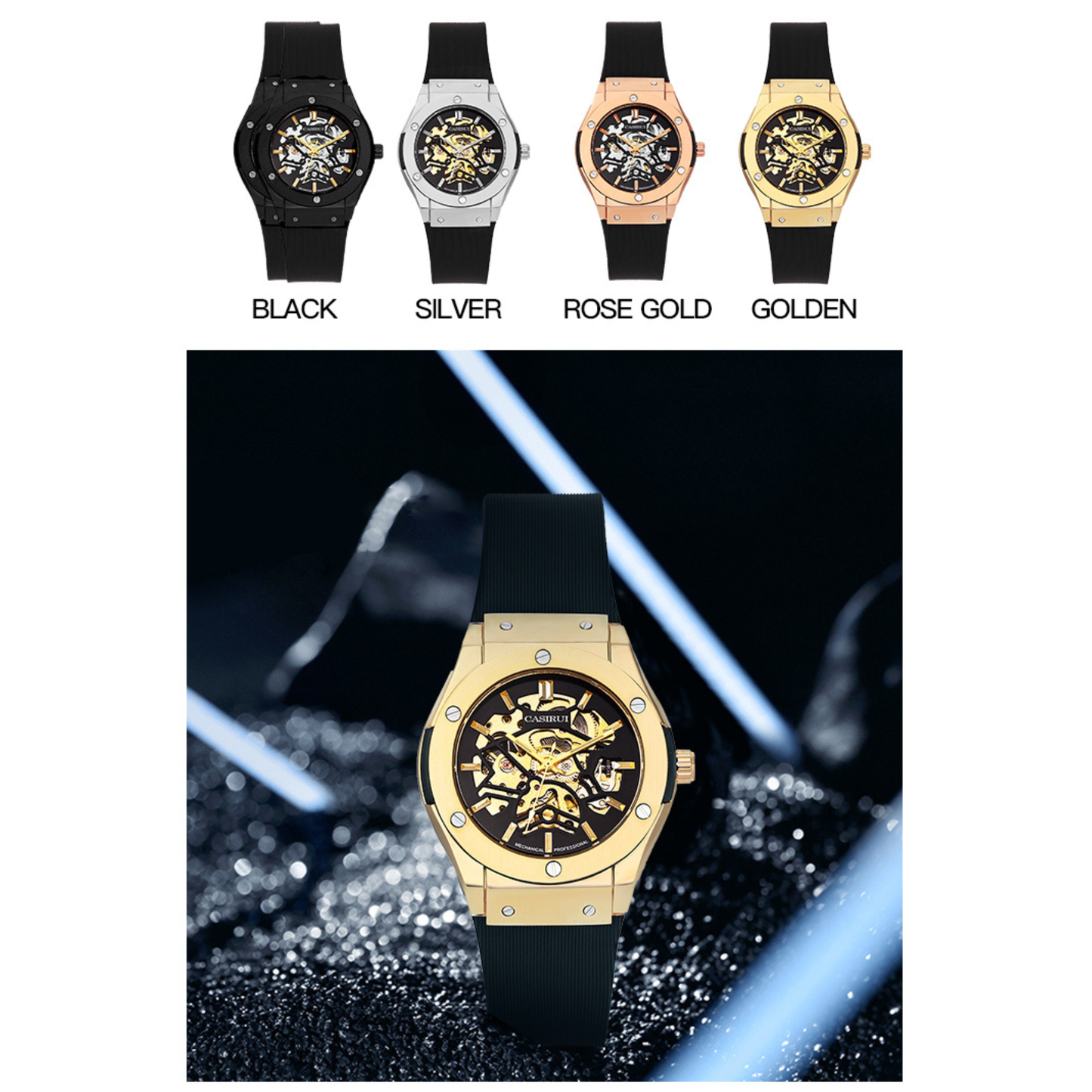 Montre Tourbillon Homme Automatique Bracelet Caoutchouc