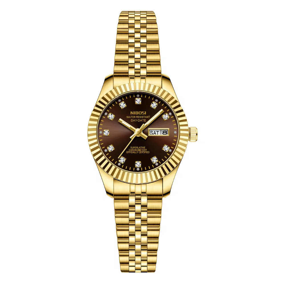 Montre Femme Quartz Élégante Bracelet Acier – NIBOSI 2697