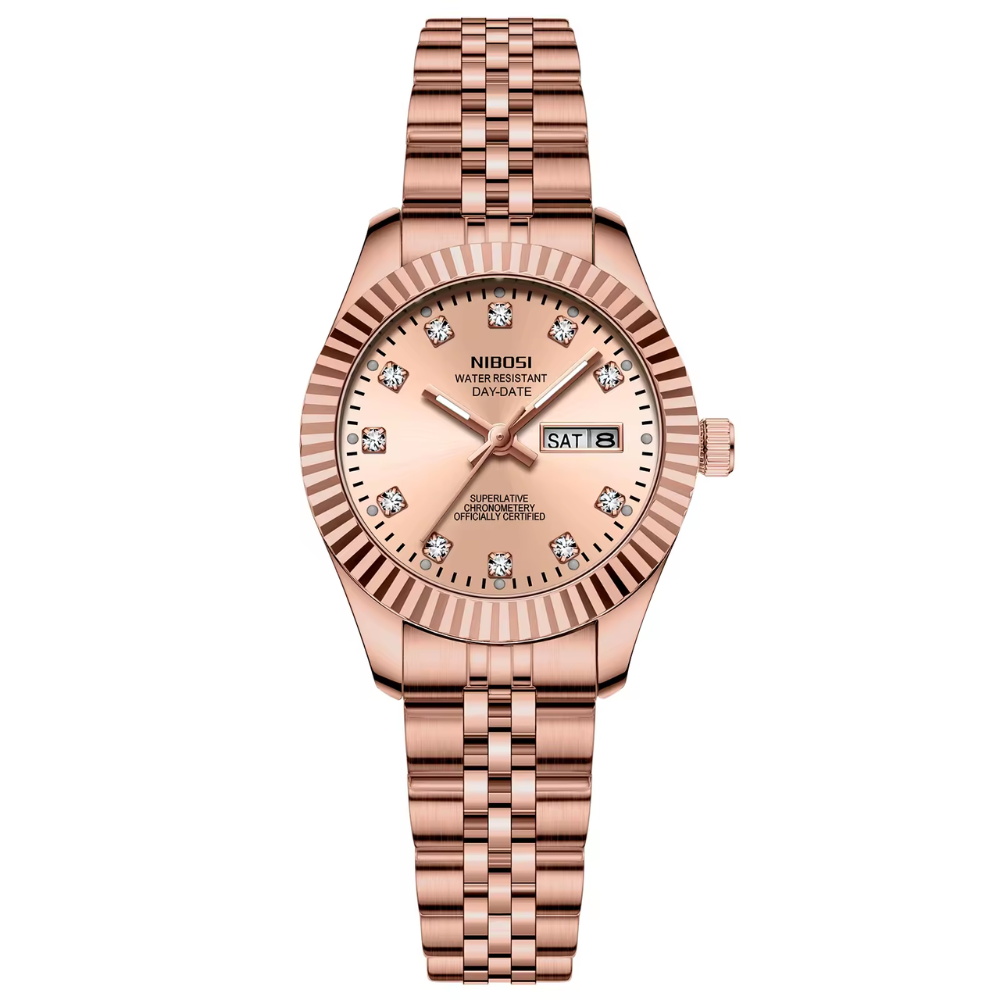 Montre Femme Quartz Élégante Bracelet Acier – NIBOSI 2697