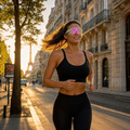 Coureuse portant les lunettes de sport polarisées PCJ Paris en extérieur