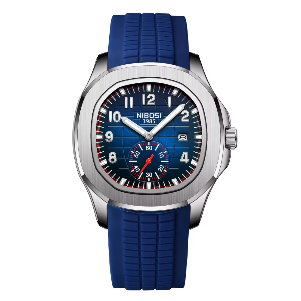 montre fond bleu